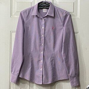 Brooks Brothers No-Iron Sz 2 Womens Blouse Shirt Long Sleeve Blue/Pink Gingham
